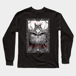 Owl Bird Wild Nature Illustration Line Epic Illustration Line Art Long Sleeve T-Shirt